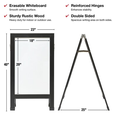 Excello Global Products Indestructible A-Frame Whiteboard, 40 x 22, Black (EGP-HD-0538-BK)