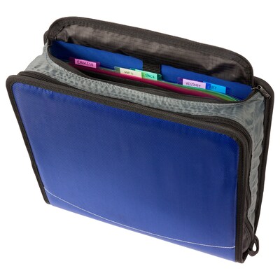 Case It Mighty Zip Tab 3 3-Ring Zipper Binders, Blue (D-146-BLUE)