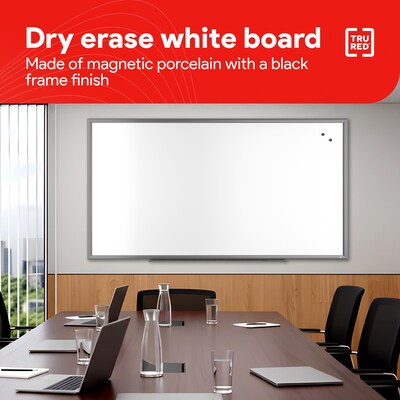 TRU RED™ Magnetic Porcelain Dry Erase Board, Gunmetal Frame, 8' x 4' (TR61188)