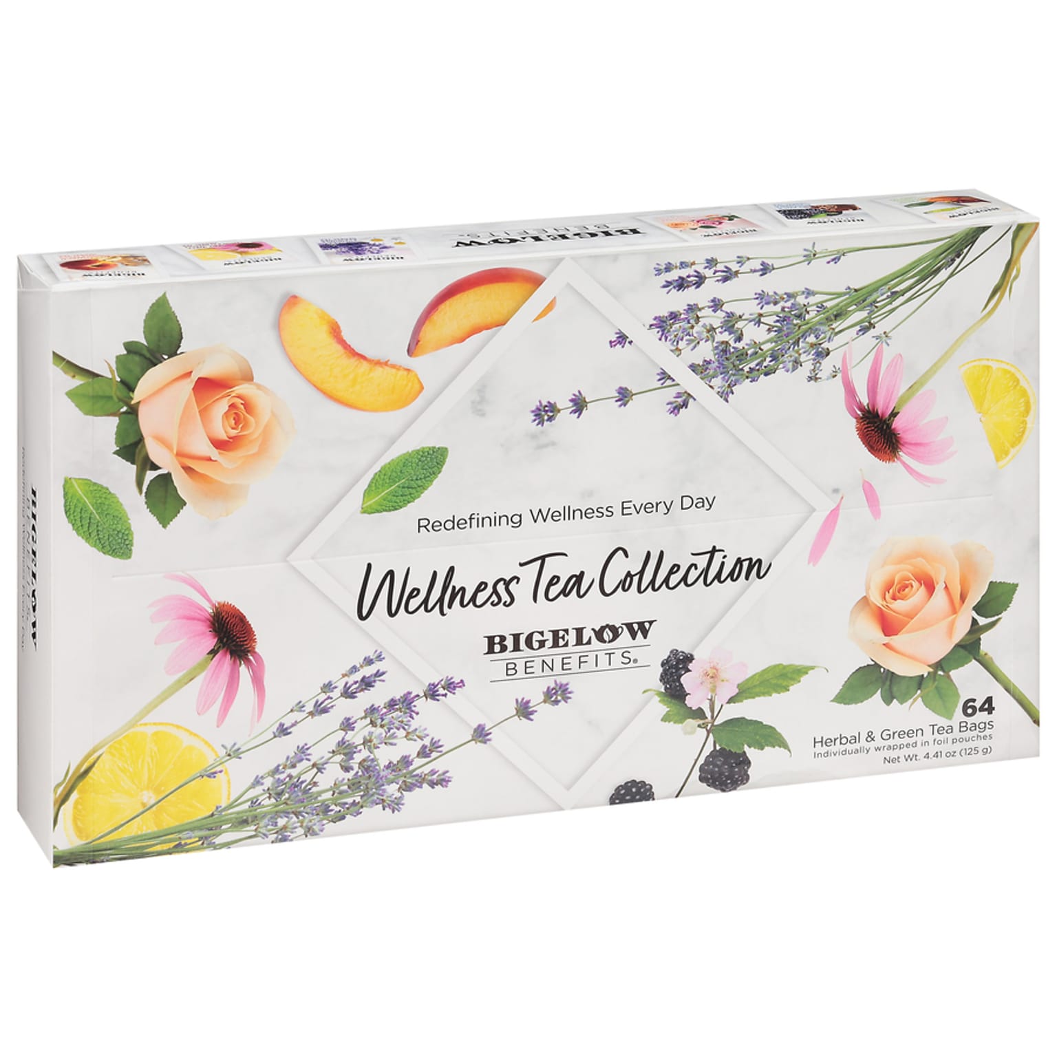 Bigelow Benefits Wellness Caffeinated Assorted Tea Bags, 64/Box (54568)