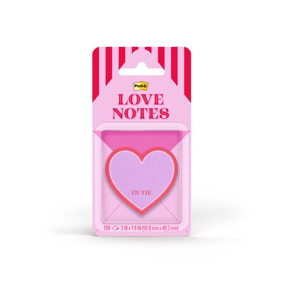 Post-it Notes, 2" x 2" Heart, Love Notes Collection, 100 Sheet/Pad (SVAL26-HN-5)
