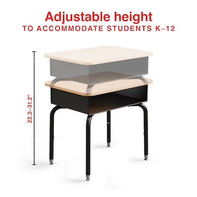 Staples 23.8"W Adjustable Student Desk, Black/Brown (ST63538)