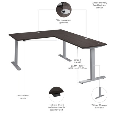 Bush Business Furniture Move 60 Series 60"W L Shaped Adjustable Standing Desk, Storm Gray (M6SL6078SGSK)