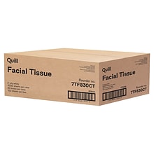 Quill Brand® Flat Box Facial Tissue, 2-Ply, White, 100 Sheets/Box (7TF830-QCC)