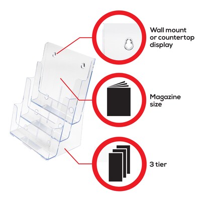 Staples® Acrylic Wall Literature Holders, 8.25" x 11.7", 3-Tier, Multi-Pocket (77301)