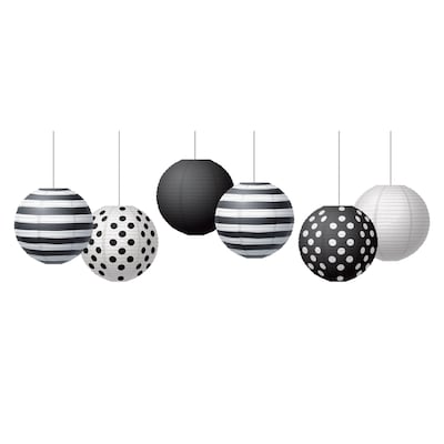 Teacher Created Resources Black & White Hanging Paper Lanterns, 6/Pack, 3 Packs/Bundle (TCR77488-3)