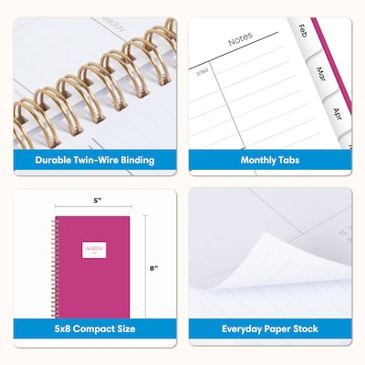 2027 Blue Sky 5" x 8" Weekly & Monthly Planner, Fuchsia (164285)