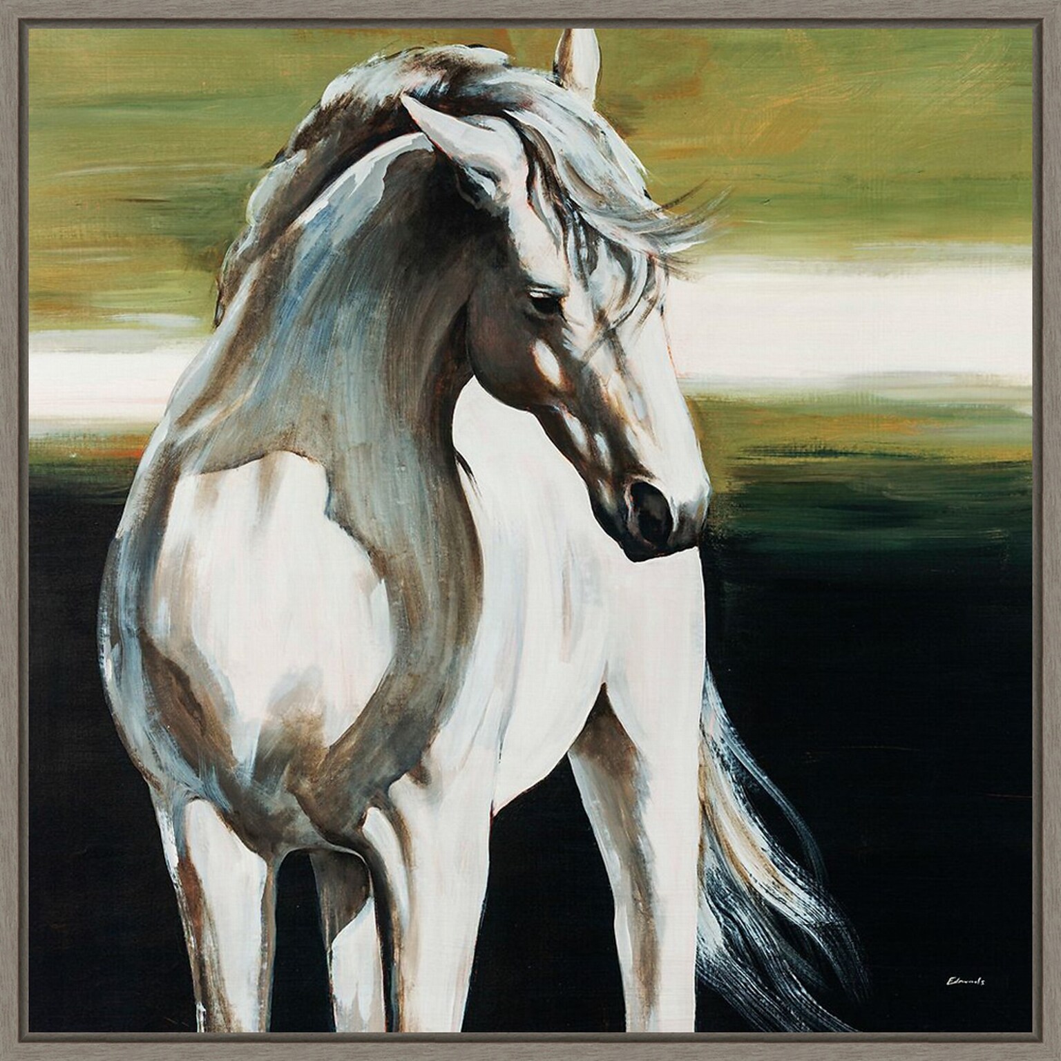 Amanti Art Portrait of Dakota the Horse by Sydney Edmunds Framed Canvas Wall Art Print, 30 x 30 (A42678027423)