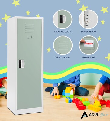 AdirOffice 48"H Single Tier Misty Green Storage Locker (ADI629-01-MGRN-DL)