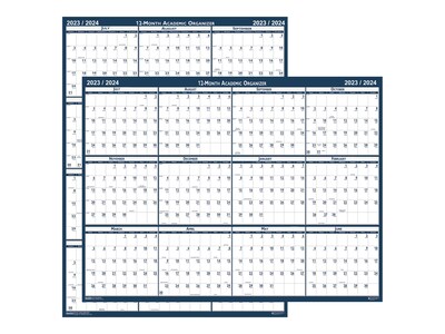 2023-2024 House of Doolittle 37 x 24 Academic Yearly Wet-Erase Wall Calendar, Reversible, Blue (39