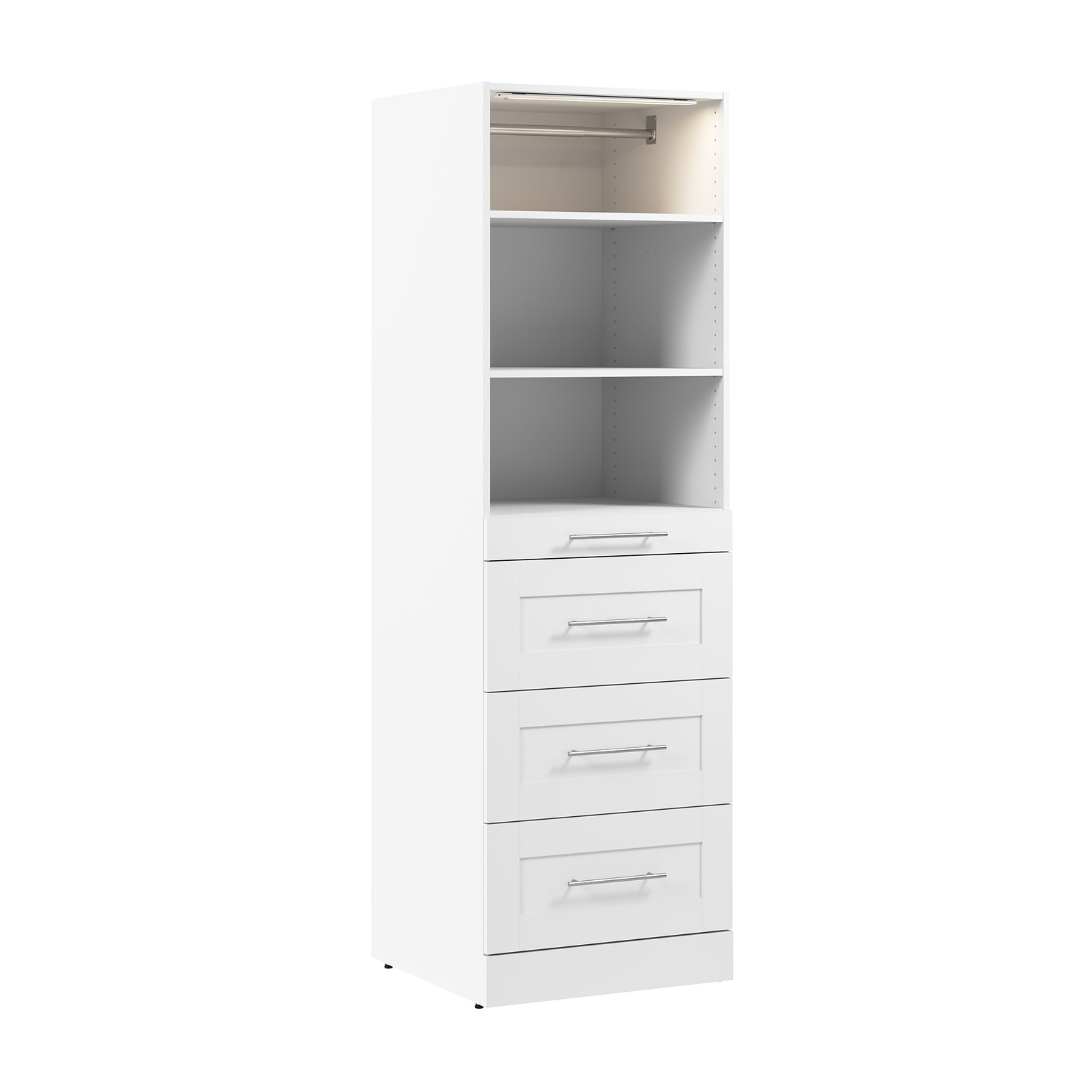 Bestar Florence Closet System, 5 Shelves, 4 Drawers, 25W x 25D, White (127603-000017)