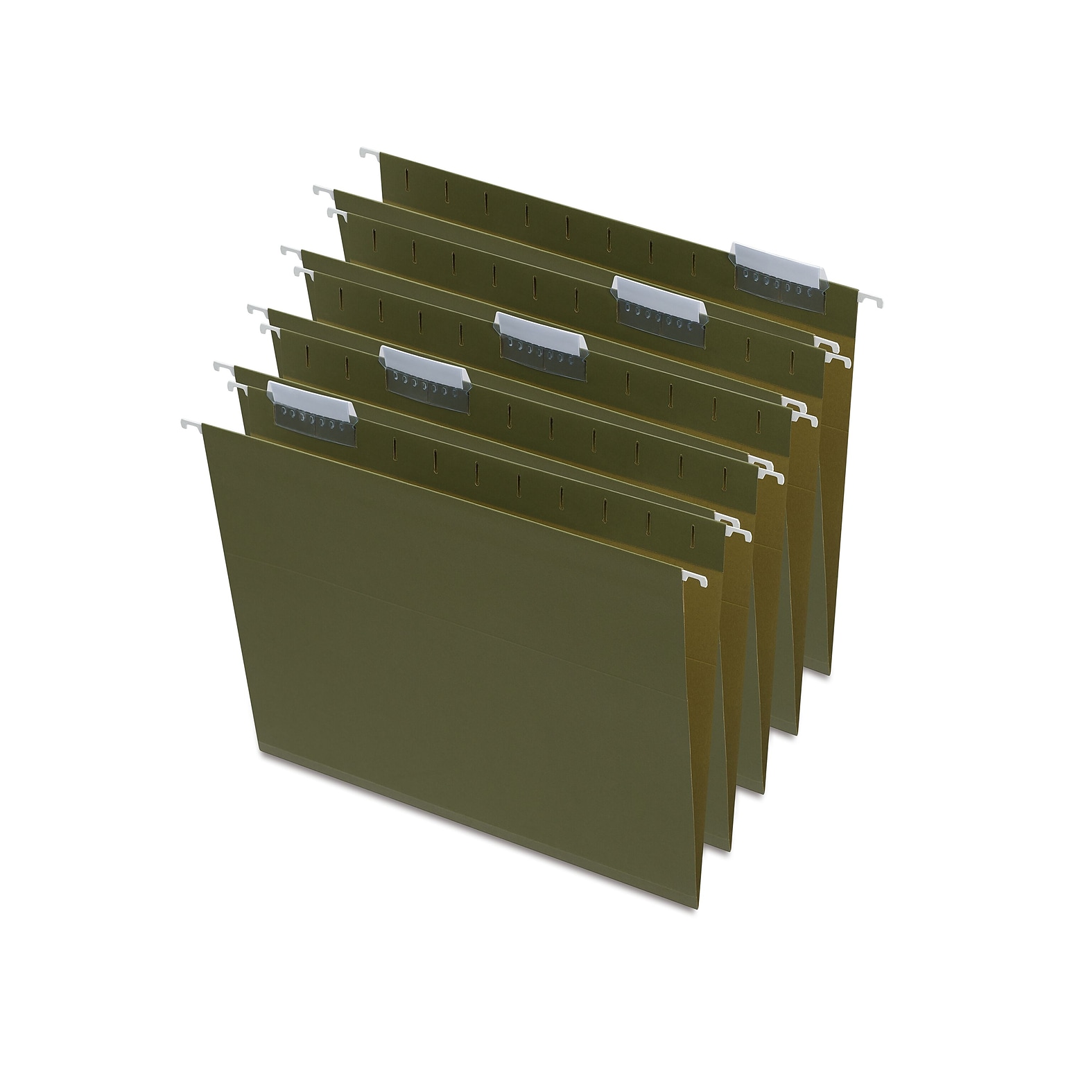 Quill Brand® Reinforced 5-Tab Box Bottom Hanging File Folders, 1 Expansion, Letter Size, Dark Green, 25/Box (730050)