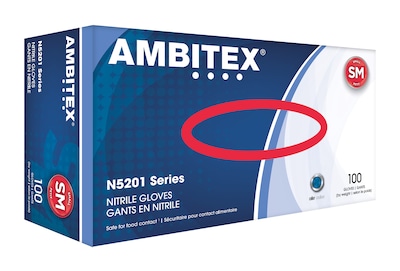 Ambitex N5201 Series Powder Free Blue Nitrile Gloves, Small, 100/Box (NSM5201)