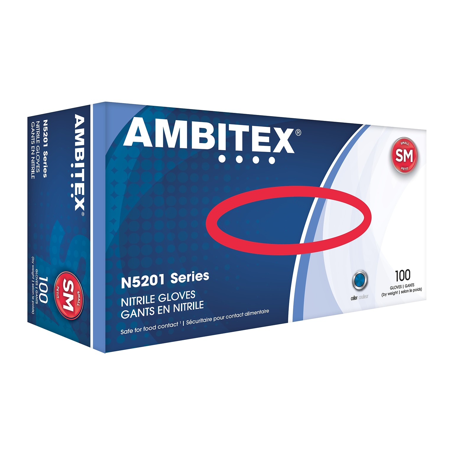 Ambitex N5201 Series Powder Free Blue Nitrile Gloves, Small, 100/Box (NSM5201)