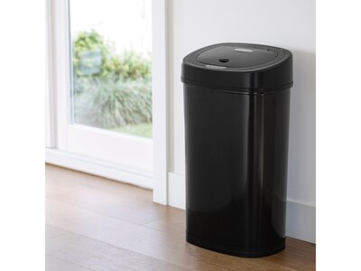 Nine Stars Stainless Steel Sensor Trash Can, 13.2-Gallon, Black (DZT-50-9BK)
