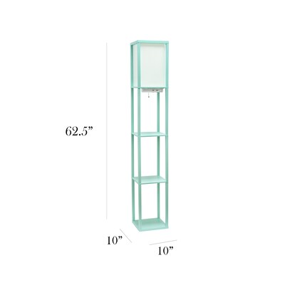 Simple Designs Etagere Organizer 62.5" Floor Lamp with Rectangular Shade, Aqua (LF1037-AQU-CCLB)