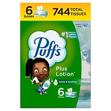 Puffs Plus Lotion Facial Tissue, 2-ply, 124 Tissues/Box, 6 Boxes/Pack (39383)