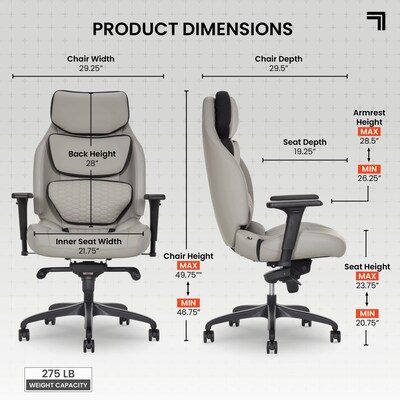 Sharper Image Algrove Comfort-X Ergonomic Swivel Executive Massage Chair, Gray/Black (60117-GRYBLK)