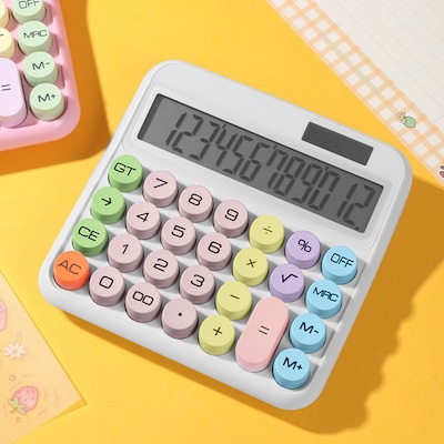 SaharaCase 12-Digit Battery/Solar Powered Desktop Calculator, Cream (KB53)