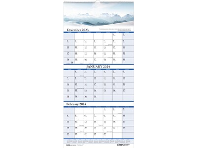 2023-2024 House of Doolittle Earthscapes 12.25" x 26" 3-Month Wall Calendar (3638-24)