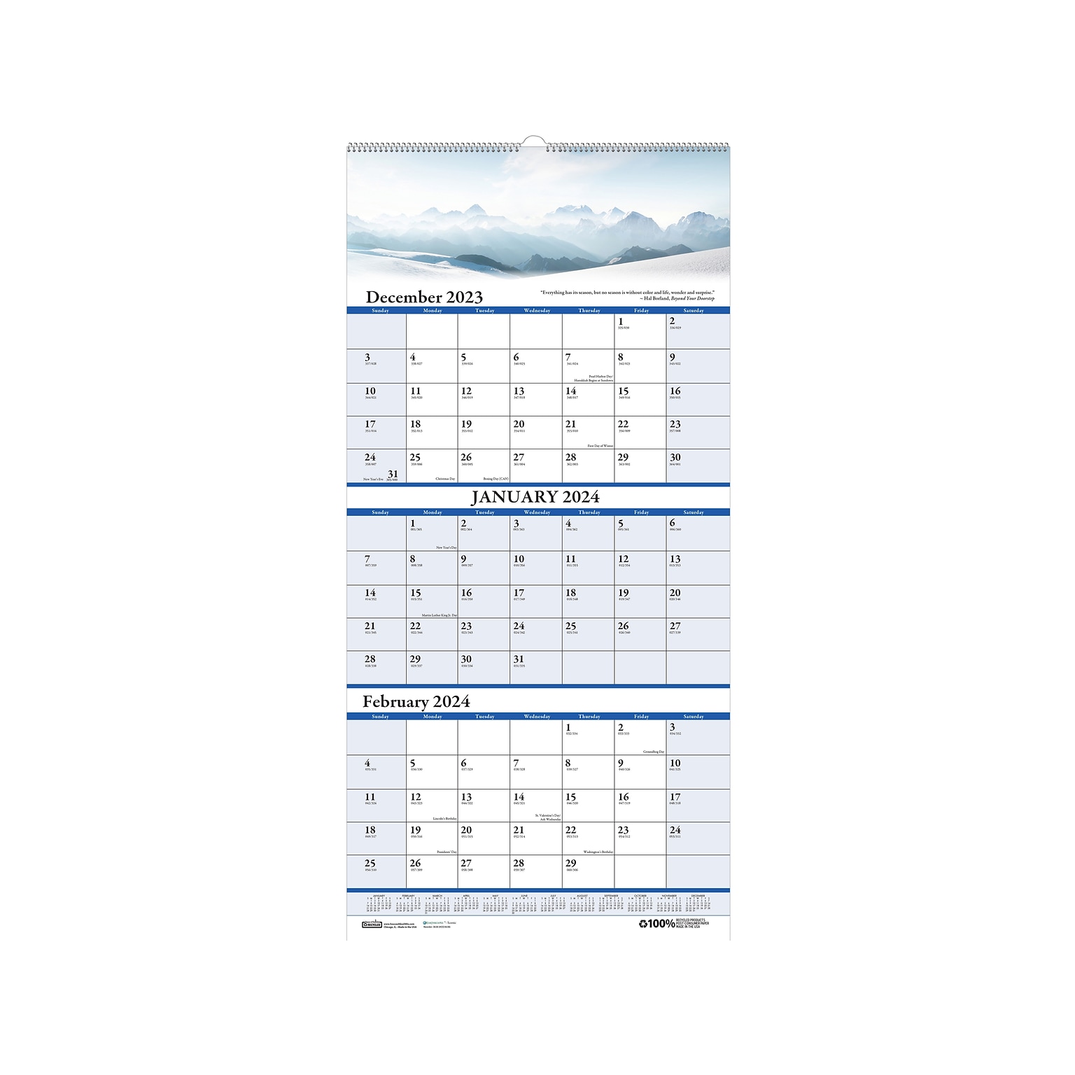 2023-2024 House of Doolittle Earthscapes 12.25 x 26 3-Month Wall Calendar (3638-24)