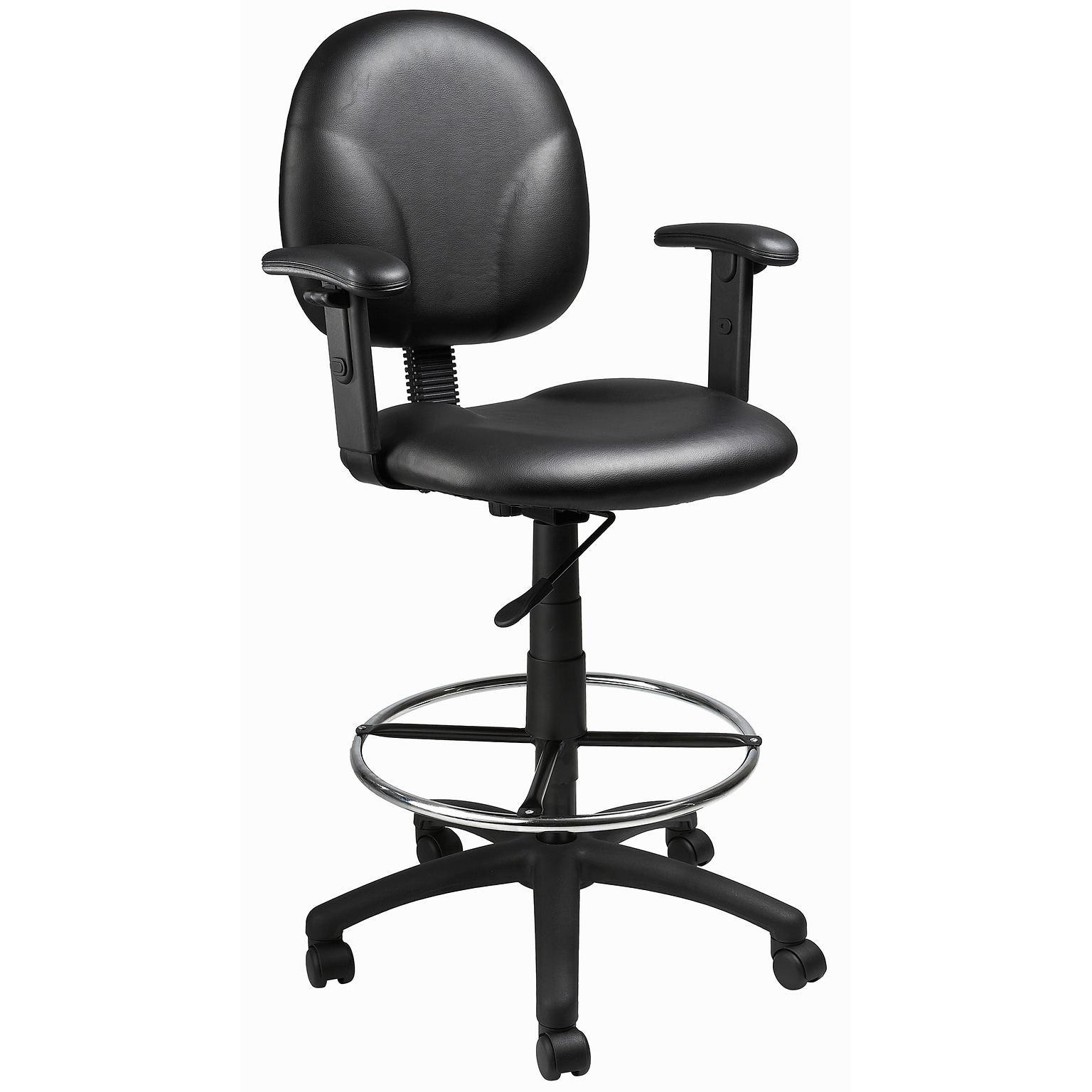 Boss Black Caressoft Drafting Stools W/Adj Arms & Footring