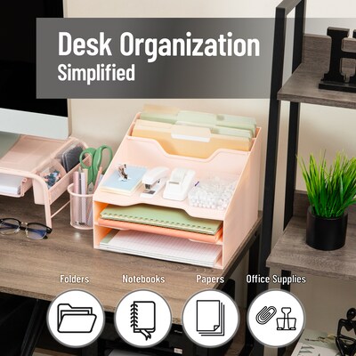 Mind Reader 5-Compartment Plastic Desk Tray, Pink (ANCHBOX5-PNK)