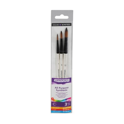 Daler-Rowney Graduate Synthetic Round Brush Set, 3/Set, 2 Sets/Bundle (DRWD212530007-2)