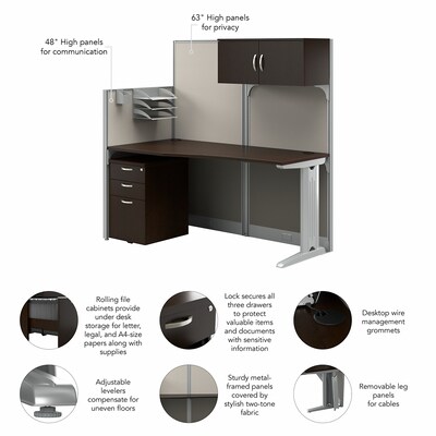 Bush Business Furniture Office in an Hour 63"H x 65"W Cubicle Workstation, Mocha Cherry (WC36892-03STGK)