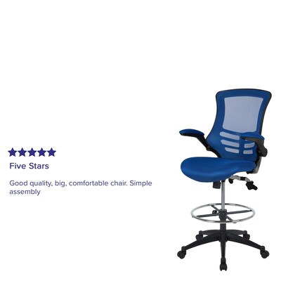 Flash Furniture Mesh Ergonomic Drafting Chair with Adjustable Foot Ring and Lumbar Support, Blue (BLX5MDBLUE)
