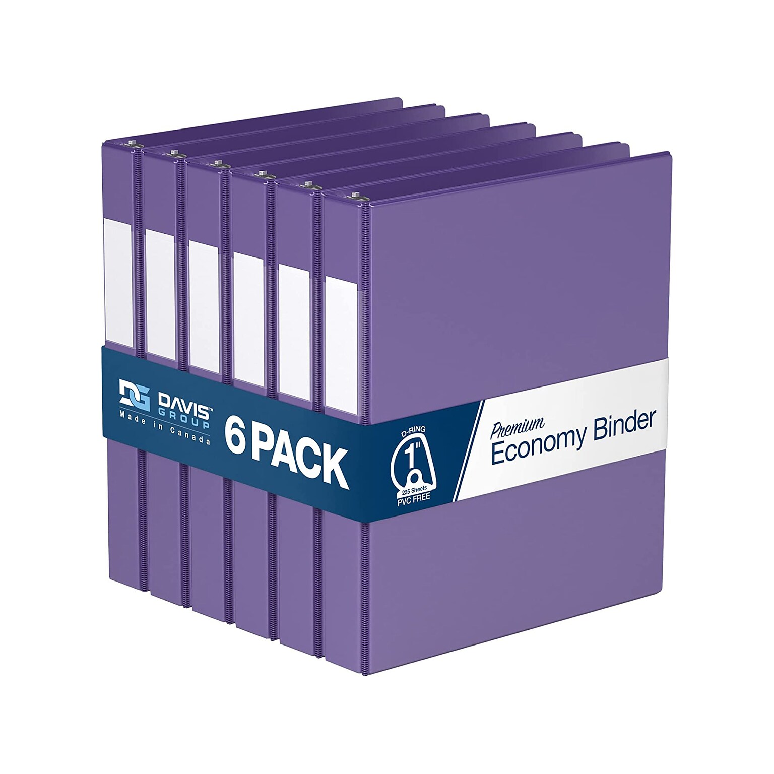 Davis Group Premium Economy 1 3-Ring Non-View Binders, D-Ring, Purple, 6/Pack (2301-69-06)