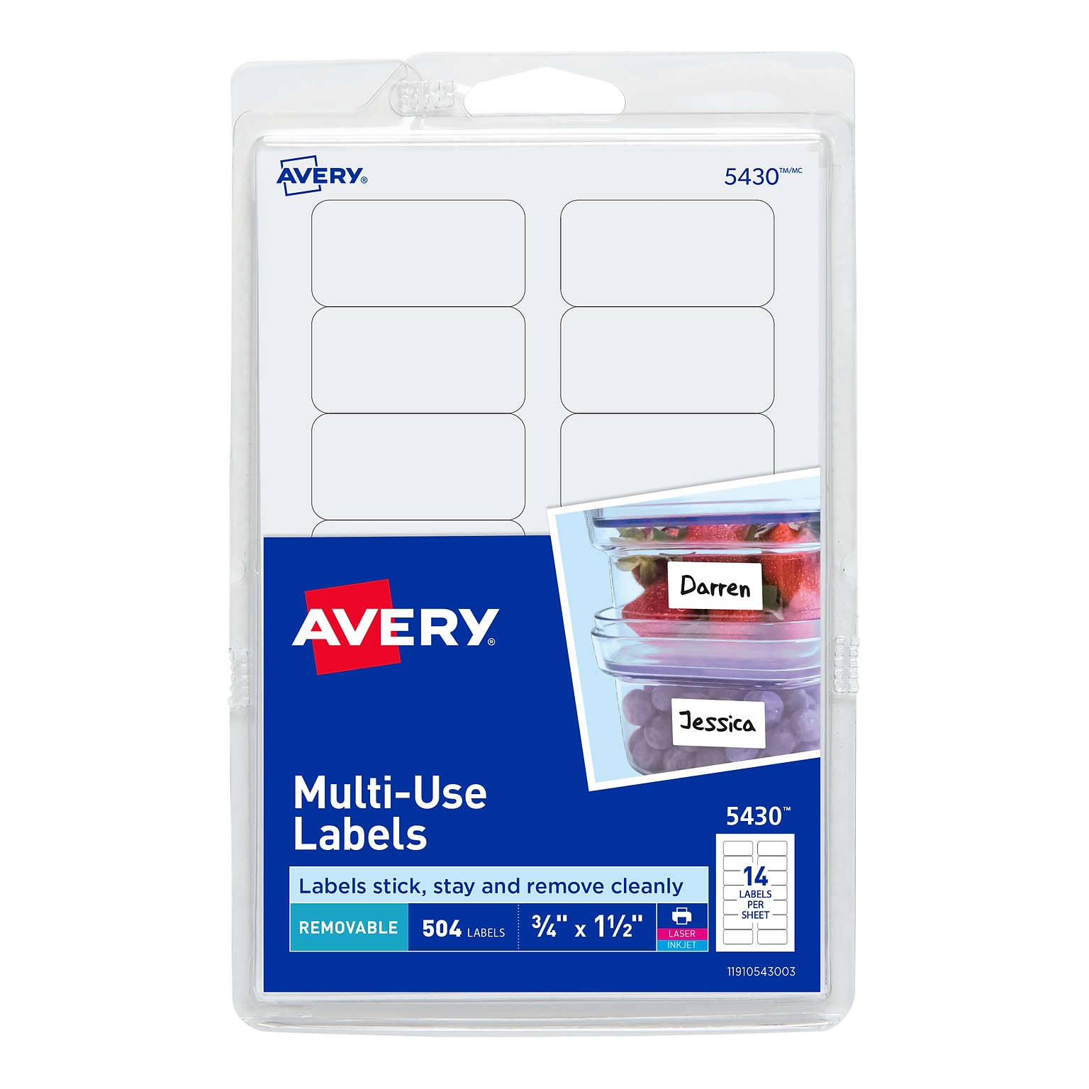 Avery Laser/Inkjet Multipurpose Labels, 3/4 x 1-1/2, White, 504 Labels/Pack (5430)