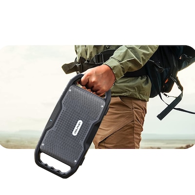 Dolphin Audio SOUNDBYTE 100 Wireless Bluetooth Portable Speaker with Dual 3-In. Woofers & Power Bank, Waterproof, Black (S100)