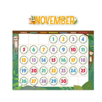 Creative Teaching Press Jungle Friends Calendar Set Bulletin Board, 67 Pieces/Set (CTP10919)
