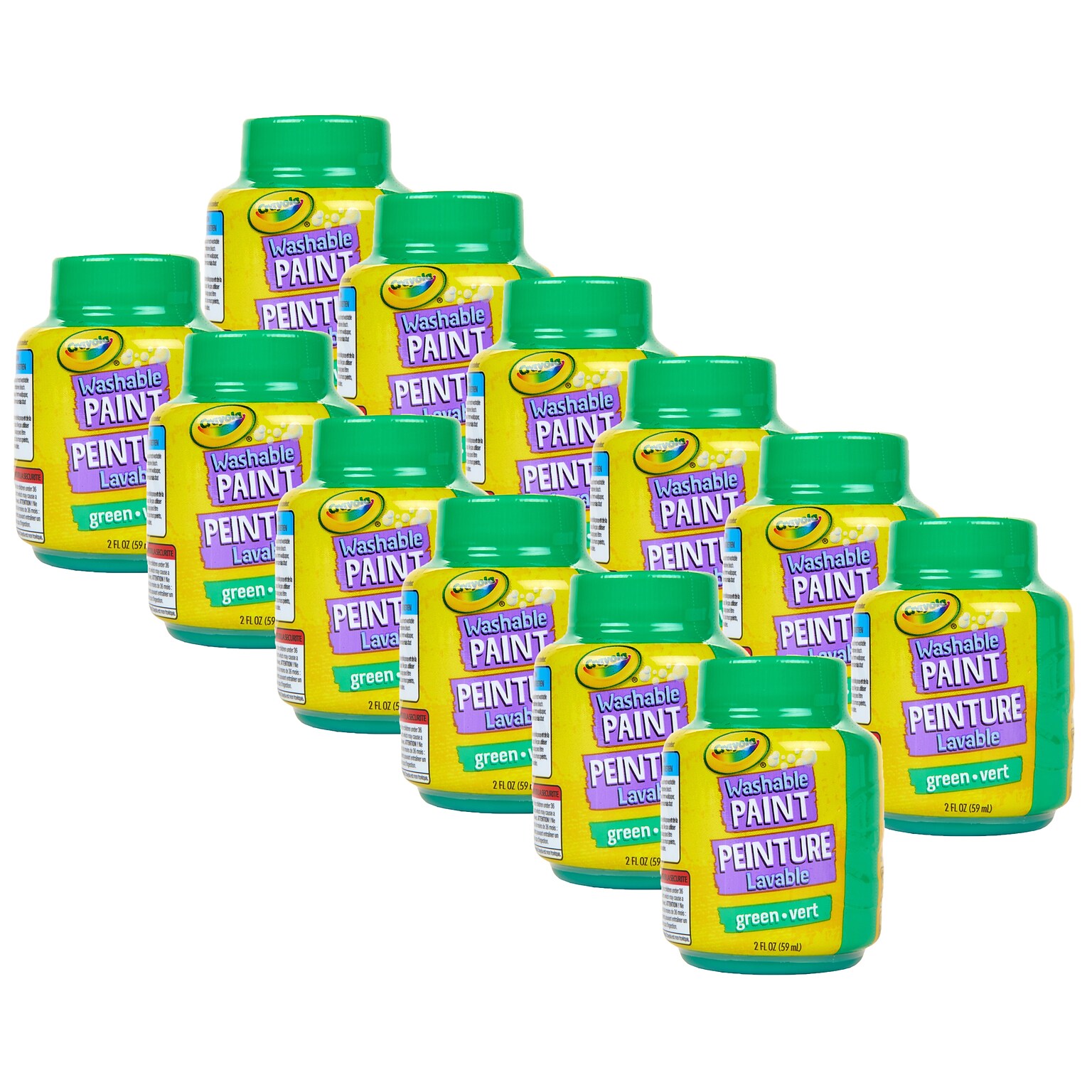 Crayola Washable Kids Paint, Green, 2 oz., 12/Bundle (BIN542844-12)