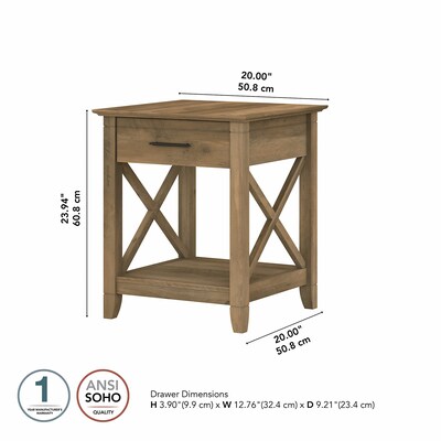 Bush Furniture Key West 20" x 20" End Table, Reclaimed Pine (KWT120RCP-03)