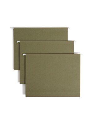 Smead 100% Recycled Hanging File Folders, 1/5-Cut Adjustable Tab, Letter Size, Standard Green, 25/Box (65001)