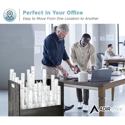 AdirOffice 50-Slot Mobile Roll File, 28.5"H x 30"W x 15.75"D, Black (626-BLK-KIT1)