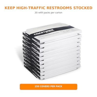 Coastwide Professional Toilet Seat Covers, 250/Pack, 20 Packs/Carton