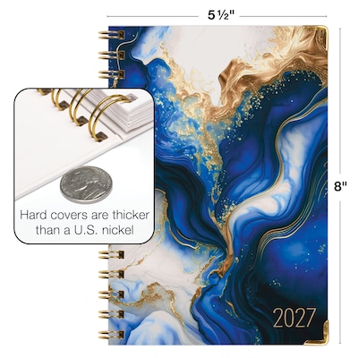 2027 Excello Brands 6" x 8" Weekly & Monthly Standard Planner, Paperboard Cover, Dark Blue Marble (FSHN-CY27-58-23)