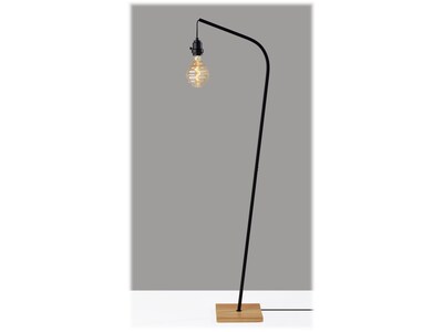 Adesso Wren 60.75" Matte Black/Natural Wood Floor Lamp w/o Shade (3847-01)