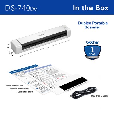 Brother DSmobile DS-740De USB Duplex Portable Document Scanner, White (DS-740De)