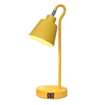Simple Designs Sleek Essentials LED Desk Lamp, 16, with USB Ports, Yellow (LD1073-YLW)