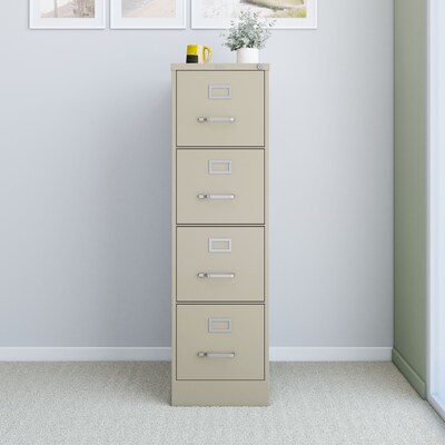 Quill Brand® 4-Drawer Vertical File Cabinet, Locking, Letter, Putty/Beige, 22"D (22336D)