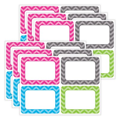 Teacher Created Resources® Assorted Colored Chevron Name Tags, 3.5 x 2.5, 36 Per Pack, 6 Packs (TCR5526-6)