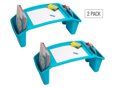 Mind Reader Sprout Collection 22.25" x 10.75" Plastic Kids' Lap Desk, Blue, 2/Pack (2KIDLAP-BLU)