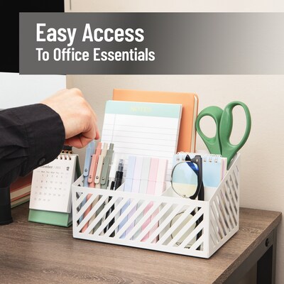 Mind Reader 5-Compartment Metal Desk Organizer, White (MOSORG-WHT)