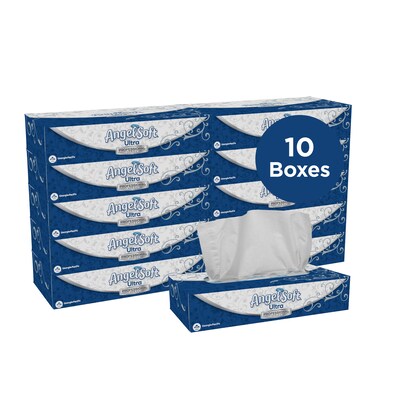 Angel Soft Ultra Professional Series Standard Facial Tissues, 2-Ply, 125 Sheets/Box, 10 Boxes/Pack (