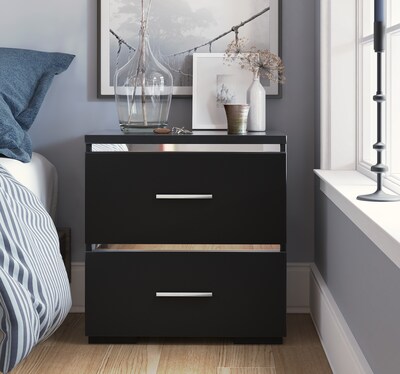 Finch Belmont 2 Drawer Nightstand, Black (FUTB10143B)