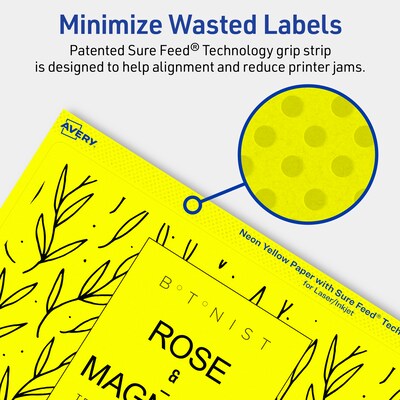 Avery Rectangle Multipurpose Labels, 5" x 8-1/8", Neon Yellow, 40/Pack (94259)